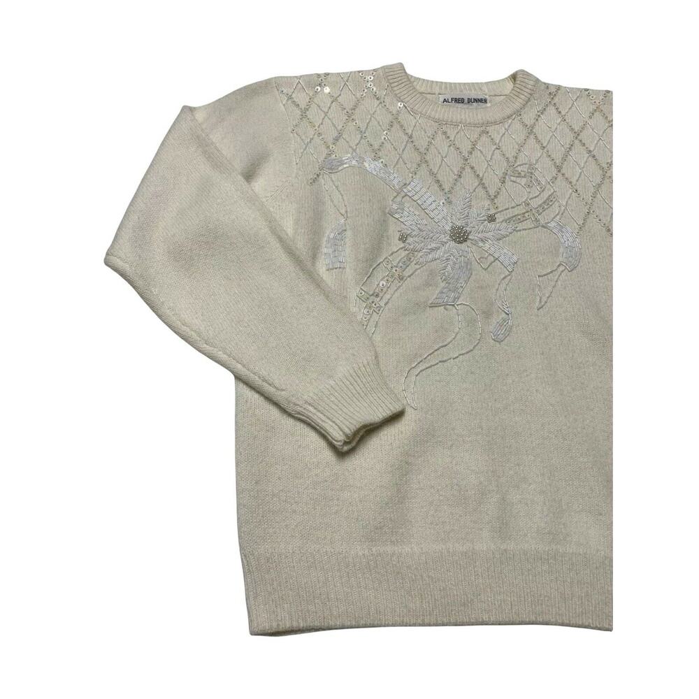 Alfred Dunner Plus Knightsbridge Embellished sweater Ivory Sz Large crew neck - Picture 5 of 11